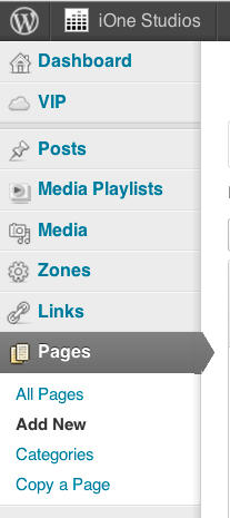 pages in wordpress dashboard